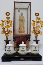 Water supply Cup Caishen tribute cup water Cup (Taiwan ceramic color lotus water supply table a set