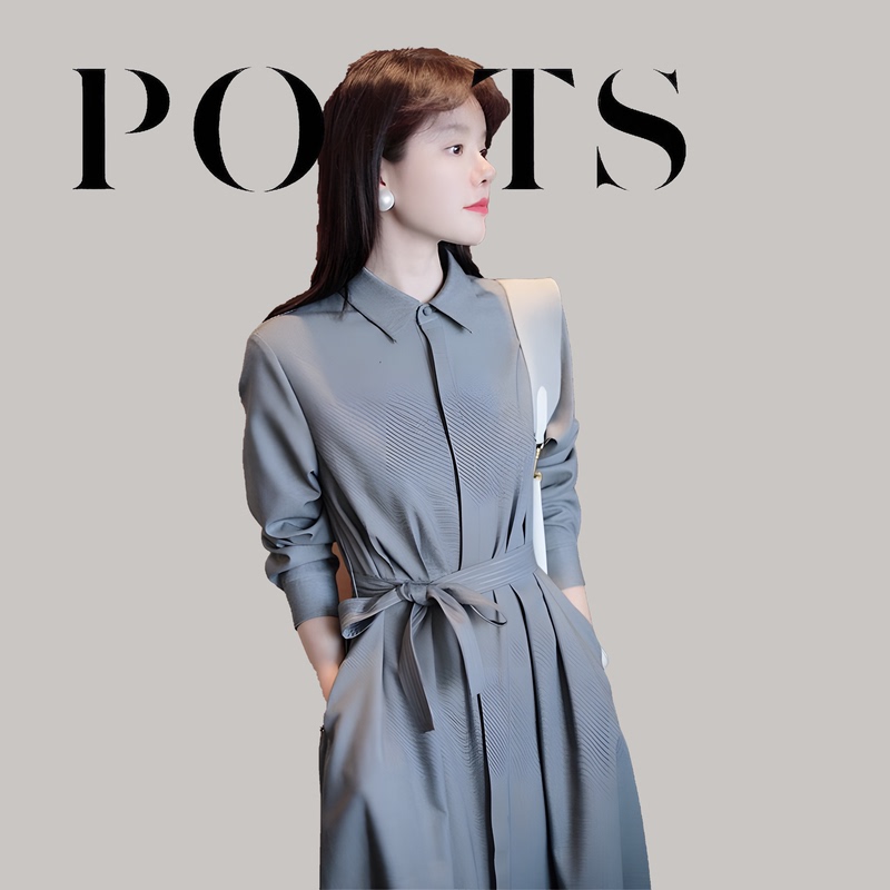 International Top Brand Suit-Style Base Dress, Mid-Length, Elegant, High-Quality Professional Shirt Dress for Spring and Autumn