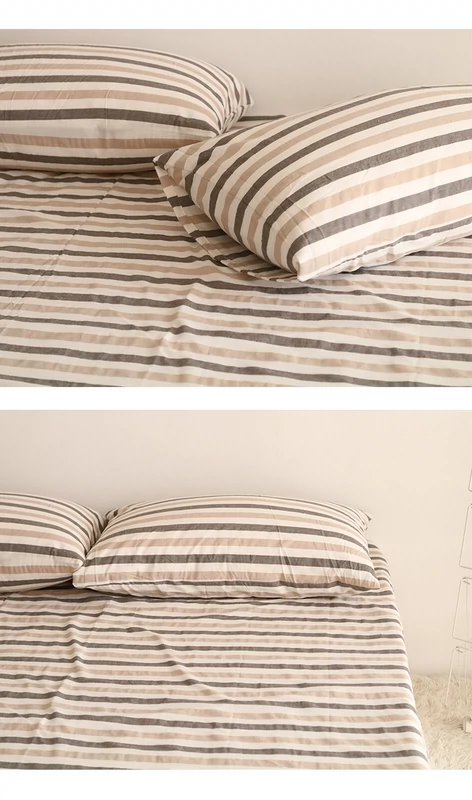 Xu Lai Kiểu sọc cũ sạch Nhật Bản vải cotton trơn xếp li giặt đơn mảnh ga trải giường chăn - Khăn trải giường