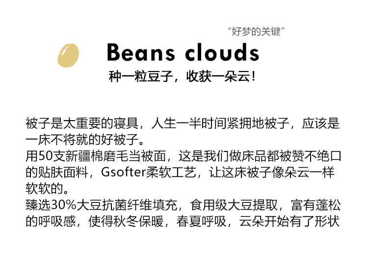Химические волокна 种豆得云被 蓬松柔软大豆纤维被空调被春秋被全棉50支 春秋夏凉