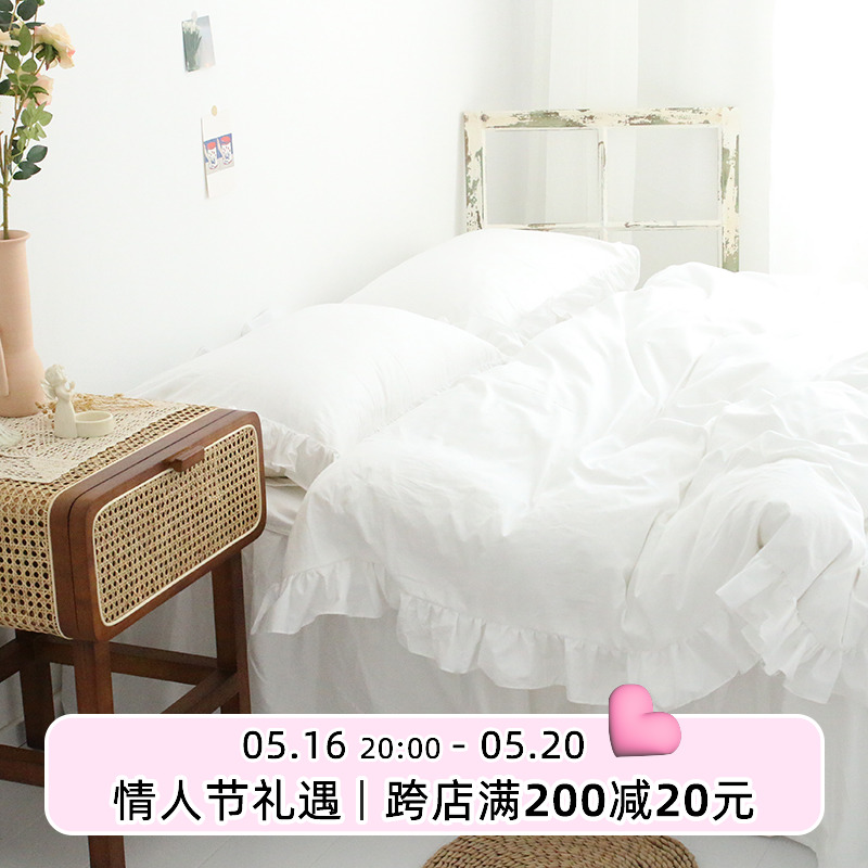 Flower dream｜Basic single piece with pure white cotton skirt sheets are set to make hand lace Korean wind