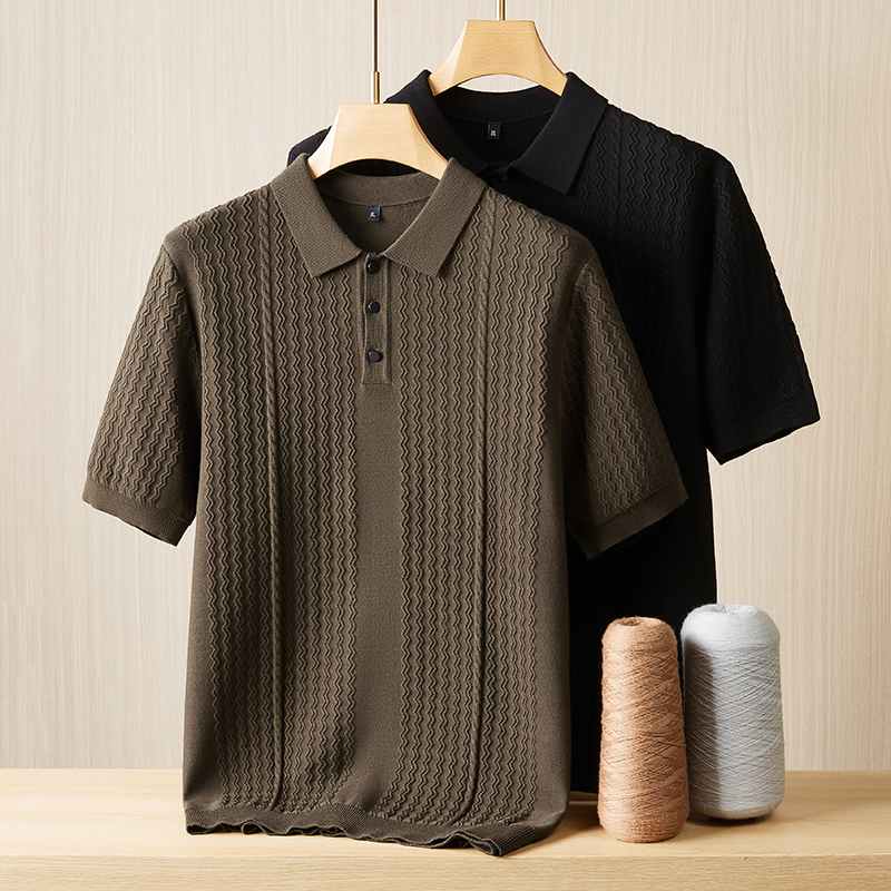 Lapel Short-Sleeved Sweater for Men, Trendy Brand Half-Sleeve Casual Plus-Size Knitwear, New Men's Winter Sweater