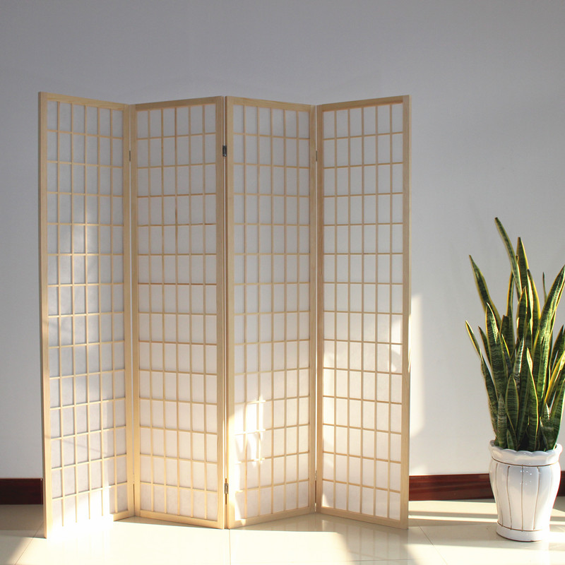 Japanese-Style Screen Partition Lattice Mobile Folding Modern Minimalist Photography Background Solid Wood Floor-Standing Folding Screen