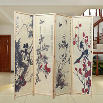  New Chinese style screen partition Living room Office dining room Exhibition hall Landscape pattern partition wall solid wood bamboo curtain Feng Shui folding screen