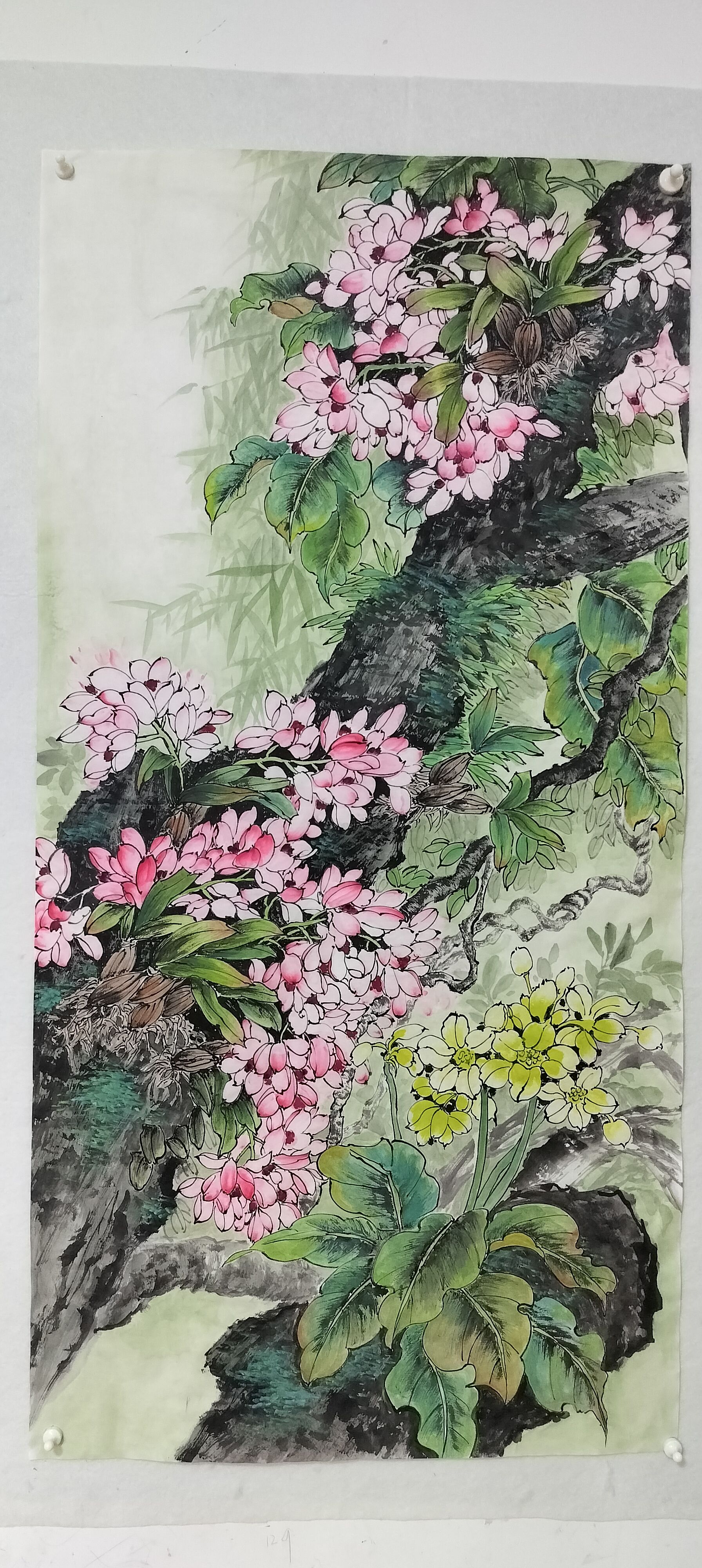 四尺整张纯手绘写意国画花鸟画梅兰竹菊宣纸无款画芯