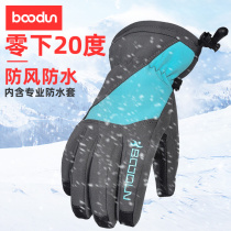 Outdoor gloves Winter mens and womens mountaineering hiking Waterproof non-slip play snow warm skiing thickened cold play snow snow township