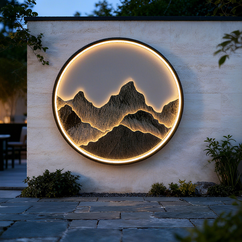 Outdoor Waterproof Wall Lamp, Solar Led Courtyard Mural Lamp, Chinese-Style Villa Pavilion Background Wall Decoration