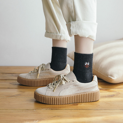 袜子女中筒袜纯棉全棉袜子