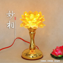 Religious Buddhist supplies Buddha front light for Buddha lamp long light LED Crystal for Buddha Lotus lotus lamp yellow yellow light