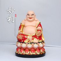 Wonderful Buddha with resin glass fiber reinforced plastic Buddha statue hand-painted gold sitting lotus Maitreya Buddha Maitreya Bodhisattva Laughing Buddha