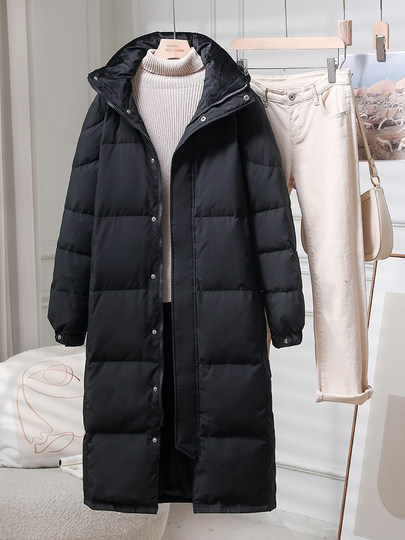 2025 New Thickened Long Down Jacket Women's High-End White Duck Down Slim Fit Northeastern Over-the-Knee Warm Jacket