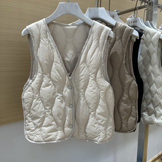 Lightweight down Vest for Women, New National Standard 90% Duck down Coat, Warm and Slim Fit V-Neck Vest for Inner Wear, No down Shedding