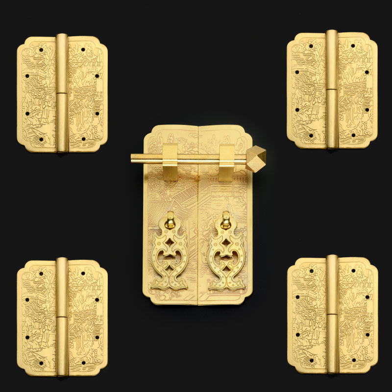 Chinese imitation antique pure copper hinge handle cabinet bookcase wardrobe wardrobe whole cabinet door handle wood furniture hardware copper accessories