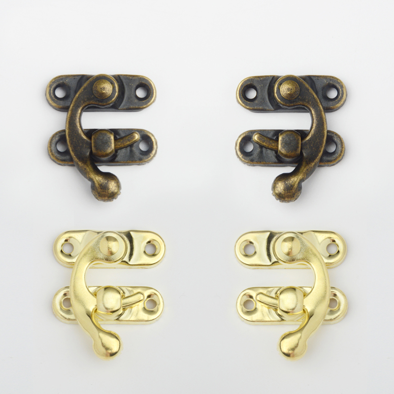 Buckle lock buckle box buckle Horn hook lock Jewelry box Buckle lock Small wooden box Gift box Lock Vintage hardware accessories