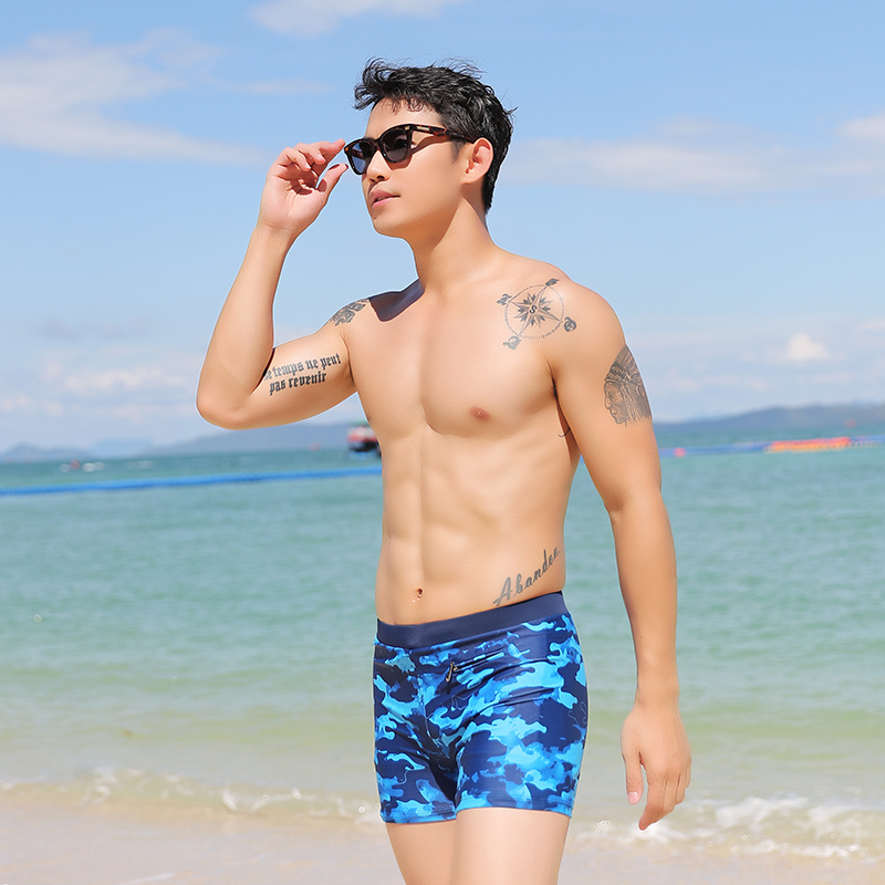 Swimming trunks large size men's swimming trunks printing breathable sports swimming shorts boxer shorts men's boxer swimsuit hot springs