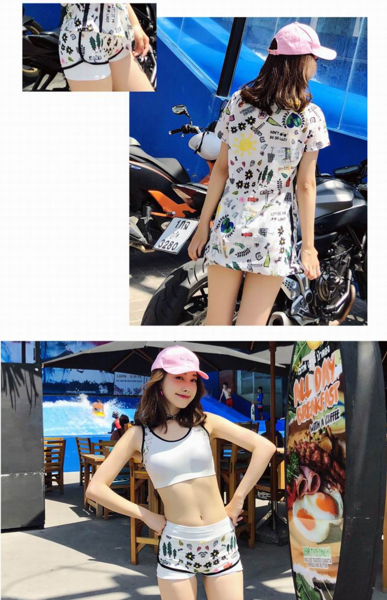 Cặp đôi đồ bơi nữ bikini ba mảnh chia đôi kích thước thể thao phù hợp với quần nam đi biển kỳ nghỉ suối nước nóng - Vài đồ bơi 	set đồ đi biển đôi	