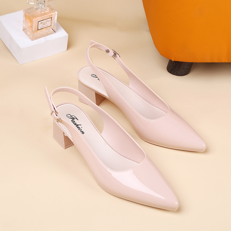 New Women's Shoes, Black High Heels, Women's Chunky Mid-Heel Shoes, Fashionable and Versatile, Elegant Sandals, Summer Sexy Goddess Style