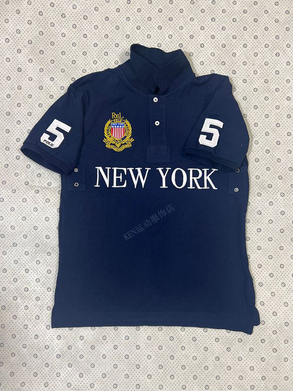 夏装男运动polo衫T恤刺绣翻领高尔夫休闲 𫔮T短袖上衣芝加哥纽约黑色 3