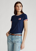 2021 new summer womens sports T-shirt Slim round neck color flag cotton tide girls short sleeve T-shirt