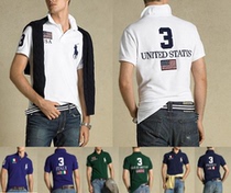 Summer mens collar sports polo shirt United States France Britain Italy national mens Tide brand short sleeve t-shirt