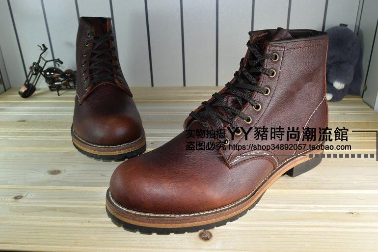 100 năm cà phê cổ điển của Anh crazy crazy leather leather nam da đỏ 9013 giày nam tròn cổ da cao giúp các loại giày cao cổ nam