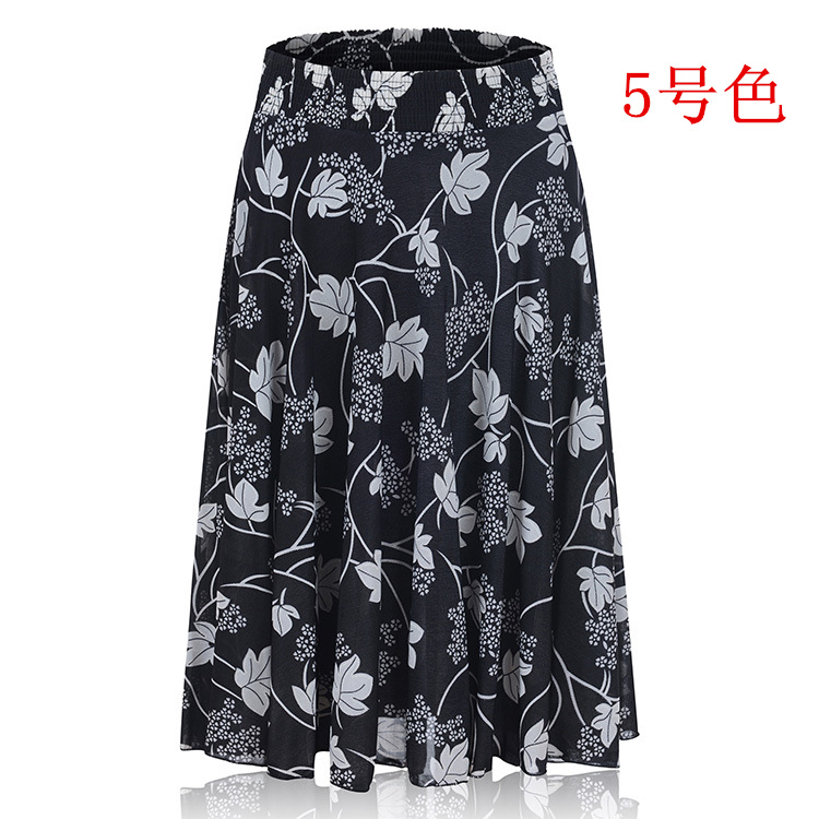 Trung niên và người già băng lụa váy mùa hè của phụ nữ mẹ váy hoa váy mặt trời váy múa vuông dì nhảy váy chân váy xếp ly dài 80cm