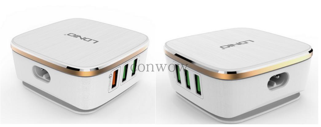 LDNIO 6 port USB charger 5V7A mobile phone tablet GPS QC2 0 fast charge 9V2A US British European Standard plug