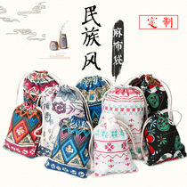 Ethnic style small bag jewelry bag cotton linen bag sack bag bag bag bag wholesale