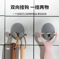 Adhesive hook strong glue kitchen wall plug storage holder dormitory door creative no trace free hole hook