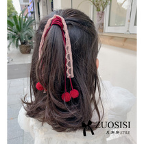 Zuos quality hand-made childrens hair accessories little girl long streamer Hairband girl ball cute leather band head rope