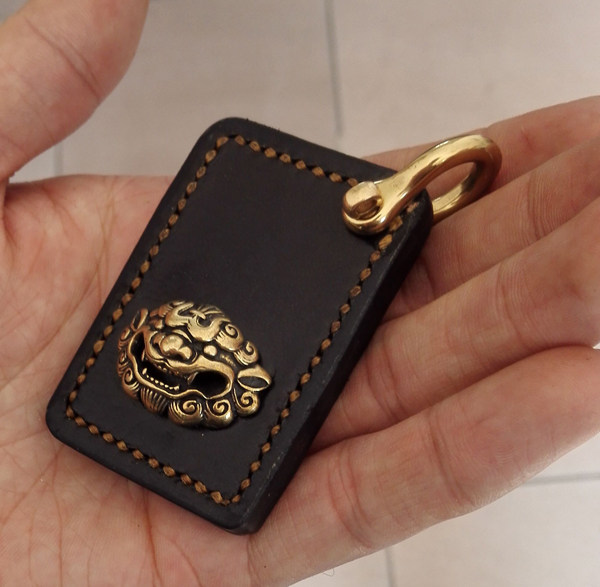 Vegetable tanned leather top layer leather handmade wealth chain key pendant