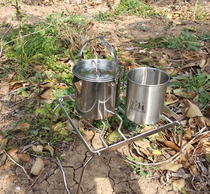 52bushcraft outdoor camping picnic barbecue stove hanging pot Camping stainless steel bracket Portable foldable