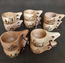 52bushcraft Nordic rubber wood Finnish wood cup Environmental protection Kuksa double hole cup Turtle shell wood cup