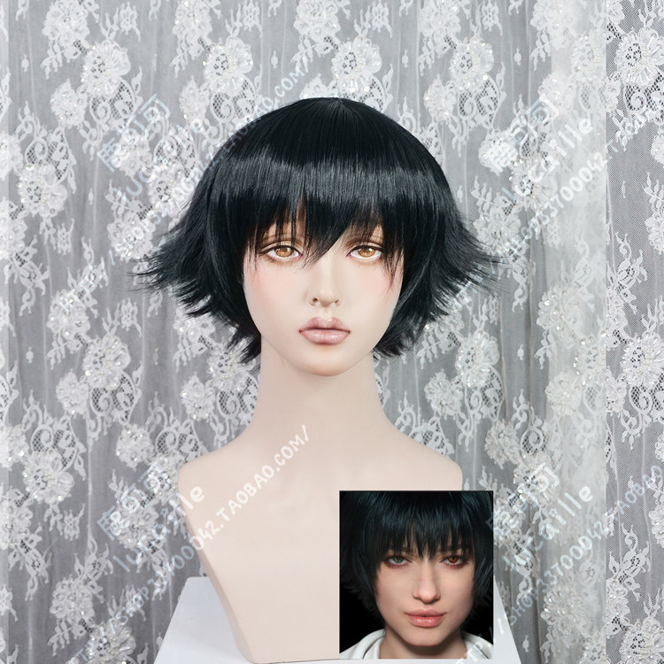 Devil Accessories Anime Game Cosplay Wig, Silver Grey Short Hair