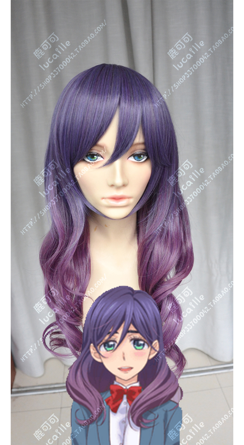 Strawberry age element Kiss Him, Not Me Kae Serinuma Purple Gradient Violet 60cm Curly Cosplay  Party Wig_Lucaille WIG