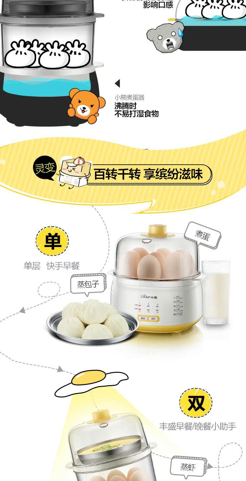 Trứng luộc chín tự động tắt trứng hấp hai lớp hẹn giờ về nhà hấp trứng đa năng ca nấu mì bằng điện