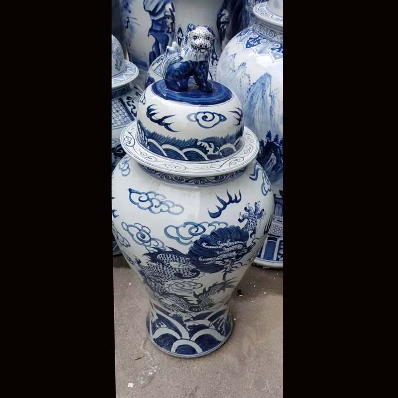 Archaize classic dragon art ceramic porcelain jars key-2 luxury high - grade general air landing can big vase