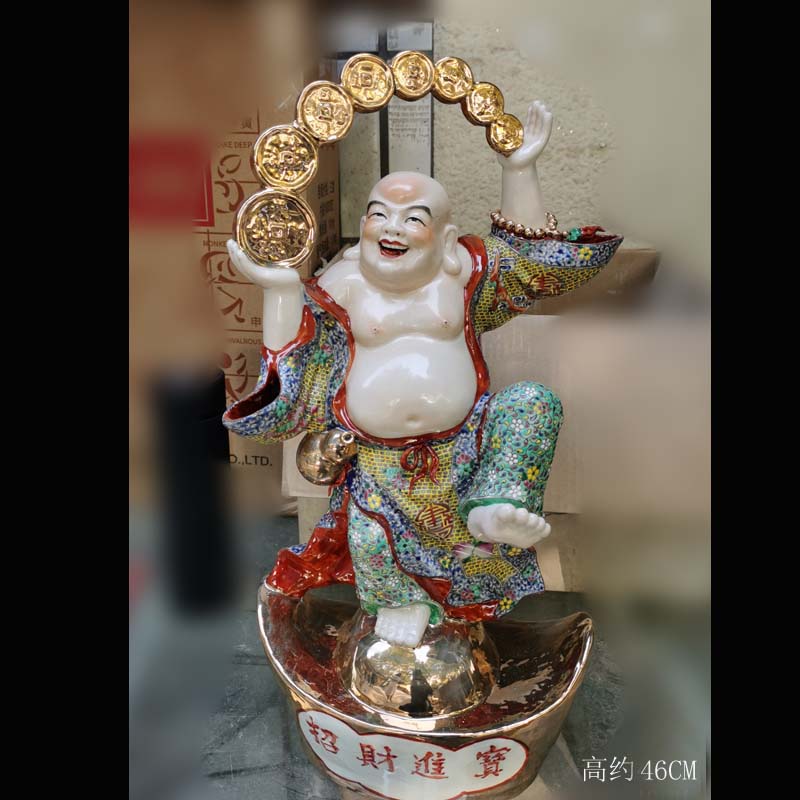 Jingdezhen merrily merrily its porcelain place god of wealth Buddha home furnishing articles make porch greeter its