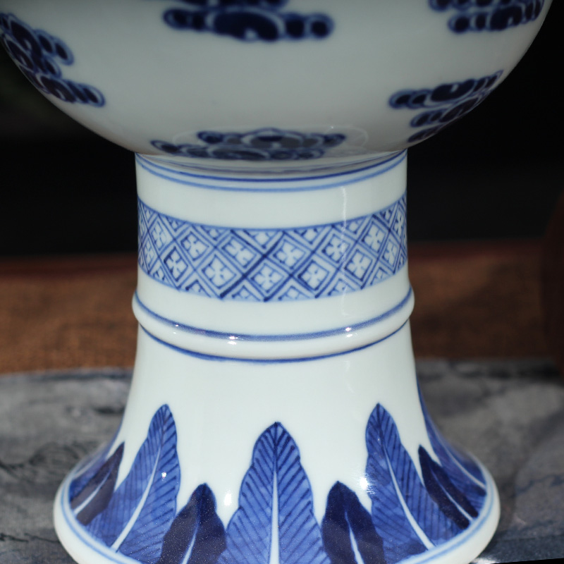 Jingdezhen 22 high five for blue and white temple LangHongJi red ceramic for glass flower vase with candlestick censer for cup five times