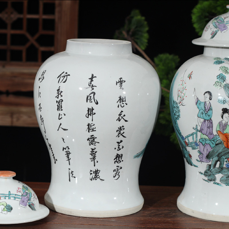 Jingdezhen general hand - made figure beauty ladies tank general elegant antique pot hand - made art of the republic of China