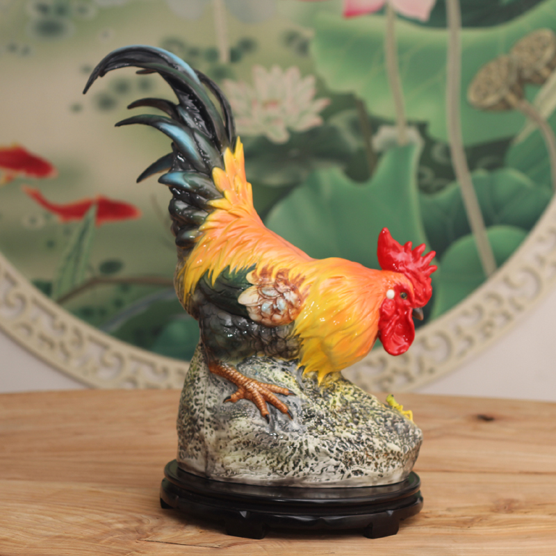 Jingdezhen made pottery big hen chicken family porcelain ceramic rooster China fierce rooster