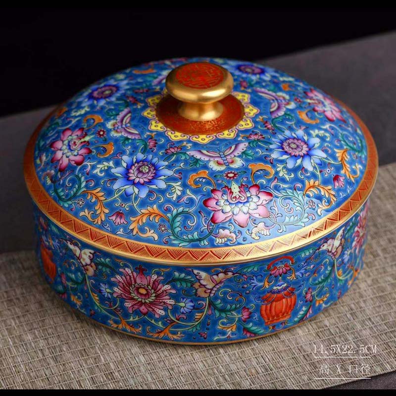 Jingdezhen hand - made pastel flowers cover pot of fine ceramic tea pot imitation up enameled flat cover tank