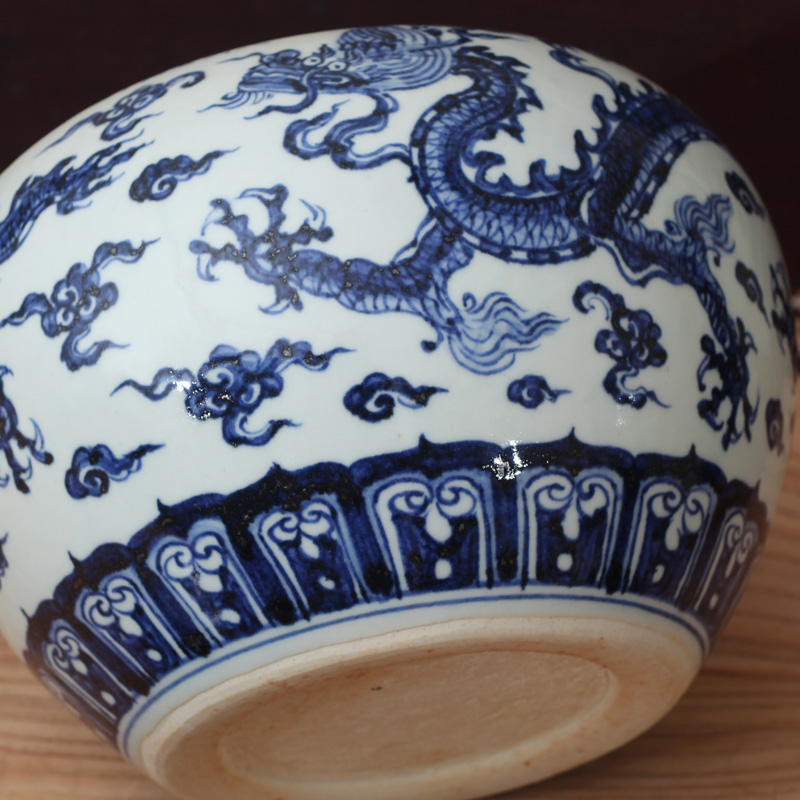 Jingdezhen warp dragon VAT classical household decoration painting and calligraphy style dragon big apple landing cylinder