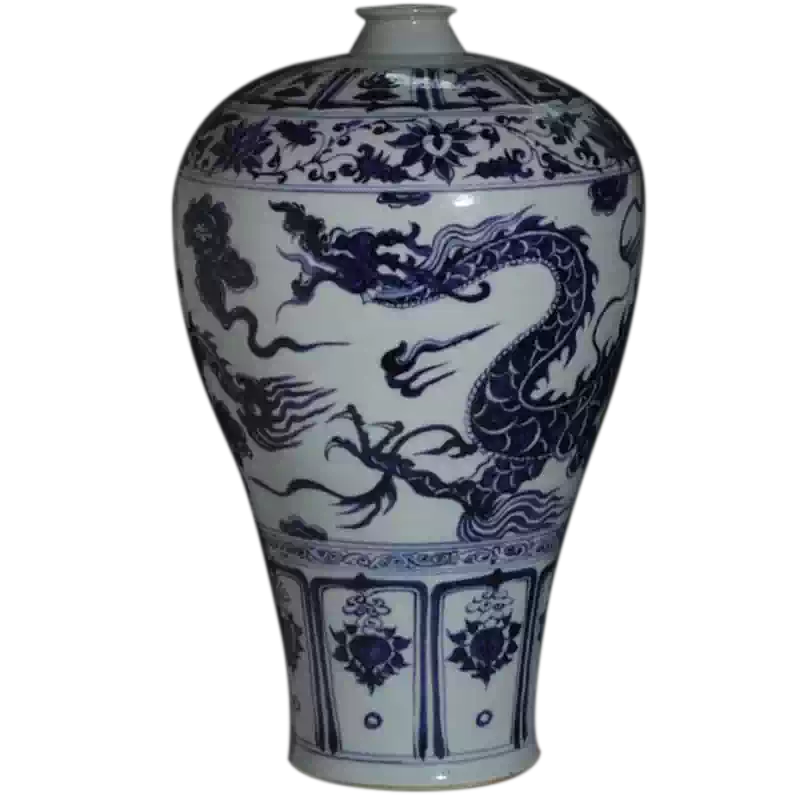 仿元青花龙纹梅瓶居家摆设博古梅瓶三爪子龙青花梅瓶明清古典风格梅瓶