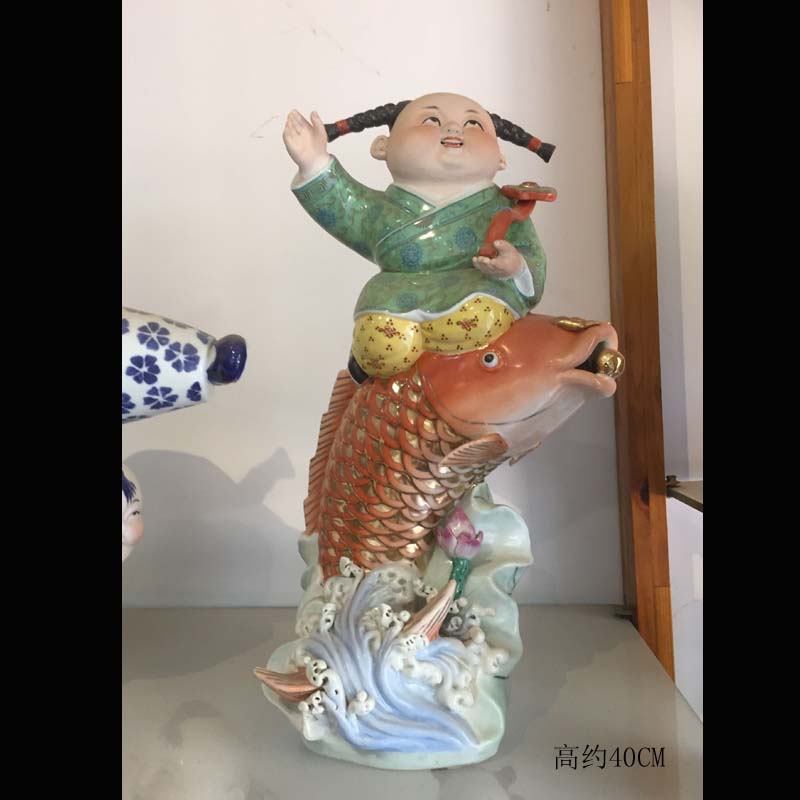 Jingdezhen virgins sit furnishing articles red carp carp its the lad jixiangruyi children 's men and women