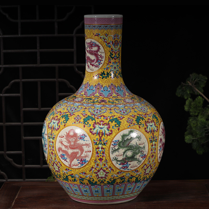 Jingdezhen dragon too celestial Jingdezhen porcelain vase celestial decorative vase red f traditional vase