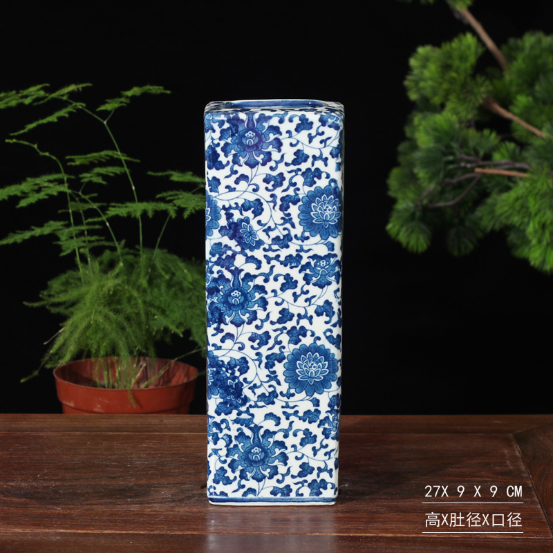 Blue and white porcelain brush pot Chinese style elegant Blue and white porcelain brush pot brush pot culture individuality thin straight vase