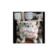 Jingdezhen large hand-painted colorful dragon and phoenix pattern porcelain incense burner Jingdezhen large 66CM high porcelain three-legged incense burner