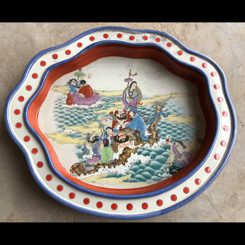 Jingdezhen porcelain enamel color dragon art decoration dragon China plate special - shaped longpan modelling of porcelain