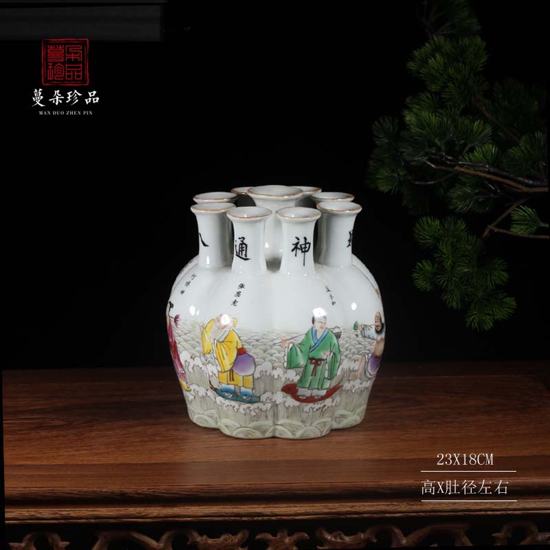 Jingdezhen landscape nine bottles of Jingdezhen hand - made the ensemble character decorative vases, antique vase
